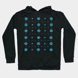 Christmas snowflake with blue stitches on light blue background Hoodie